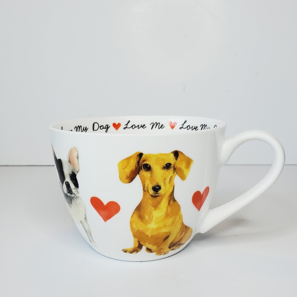 Love My Dog - Love Me Large Tea Cup with Hearts Design